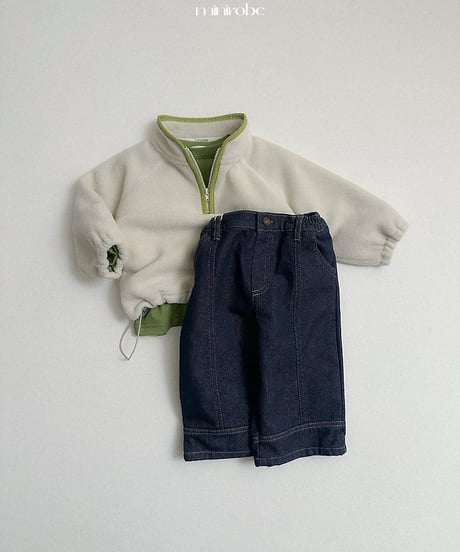 【minirobe】Two-tone fleece half zip