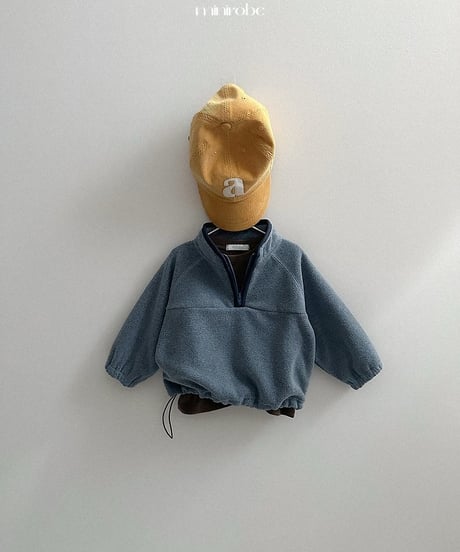 【minirobe】Two-tone fleece half zip