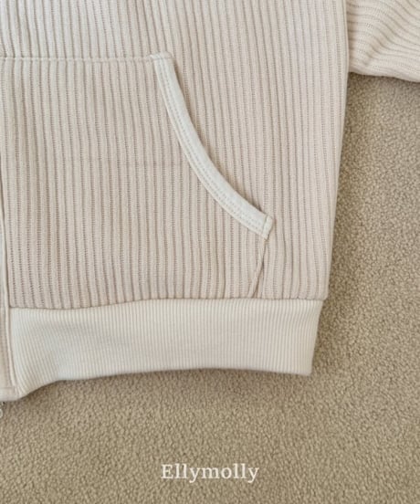【ellymolly】Cozy Ribbed Zip-Up Hoodie