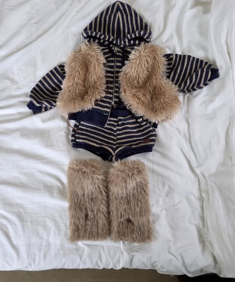 【ellymolly】Woolly Stripe Hooded Jacket