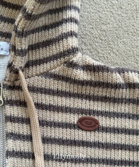 【ellymolly】Woolly Stripe Hooded Jacket
