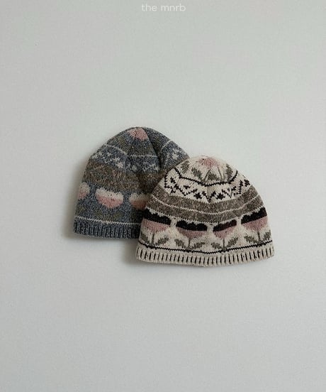 【minirobe】Flower jacquard beanie