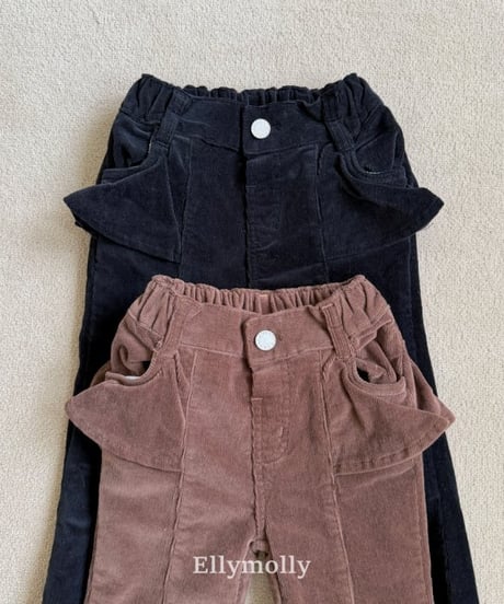 【ellymolly】Selly Peach Frill Bootcut Pants