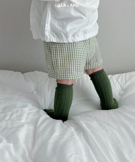 【lalaland】bebe Check tijimi pants