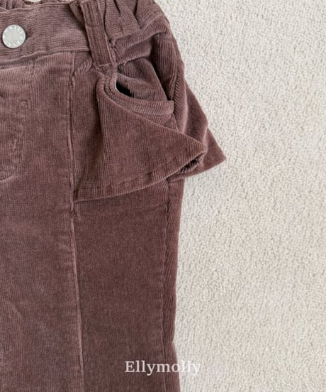 【ellymolly】Selly Peach Frill Bootcut Pants