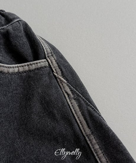 【ellymolly】Linework Fleece Denim Pants