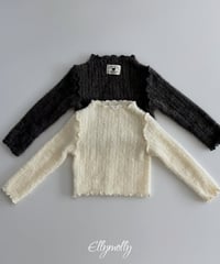 【ellymolly】Meringue Lettuce Edge Knit Tee