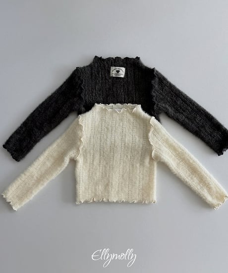 【ellymolly】Meringue Lettuce Edge Knit Tee