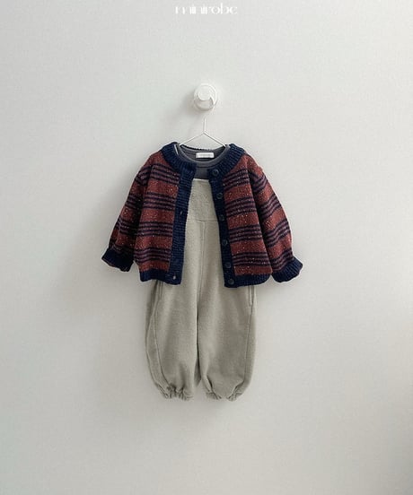 【minirobe】Four Line Knit Cardigan