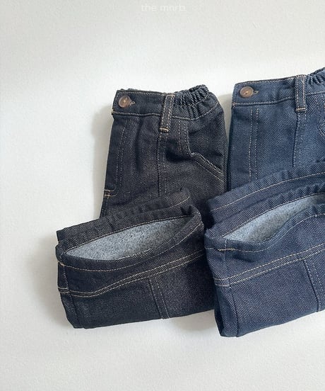 【minirobe】Non-fade panel denim pants