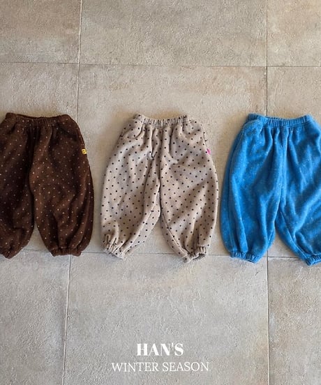 【hans】Polka Dot Fleece Pants