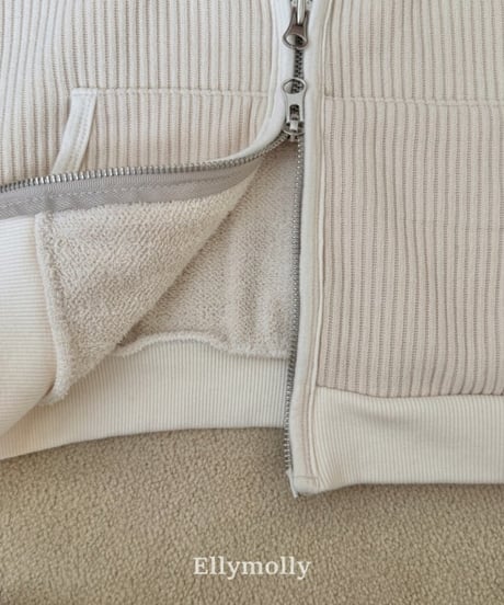 【ellymolly】Cozy Ribbed Zip-Up Hoodie