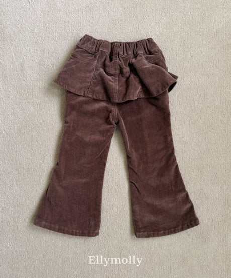【ellymolly】Selly Peach Frill Bootcut Pants