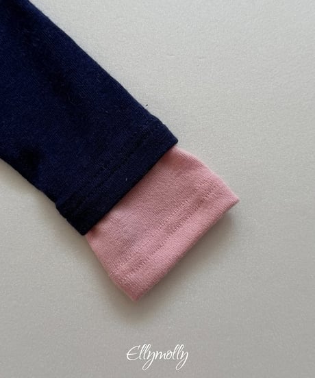 【ellymolly】Brush Color Block Turtleneck Tee
