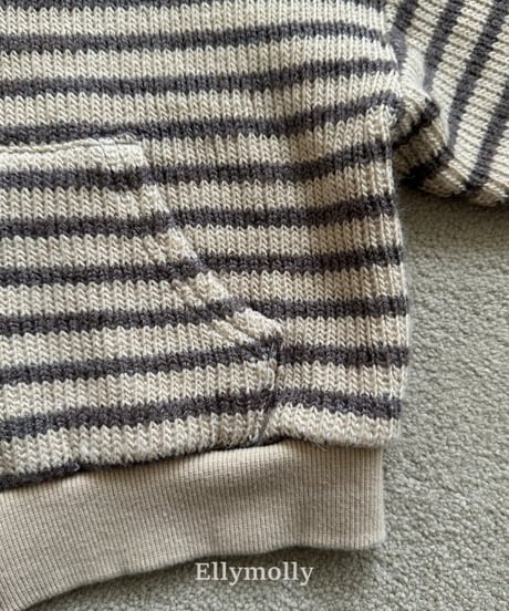 【ellymolly】Woolly Stripe Hooded Jacket