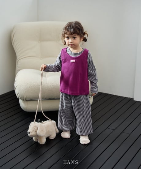 【hans】Striped Fleece Pants