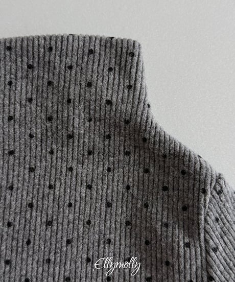 【ellymolly】Dot Fleece Mock Neck Tee