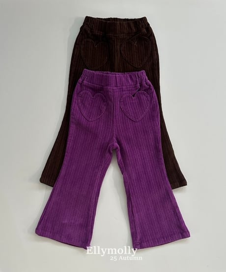 【ellymolly】Heart Pocket Bootcut Pants