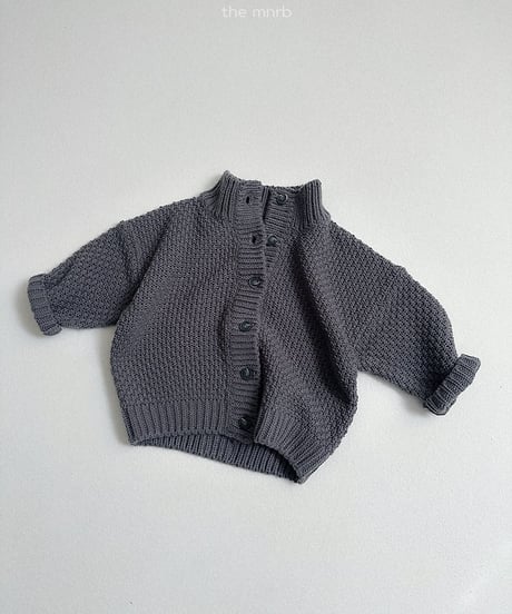 【minirobe】Waffle High-Neck Cardigan