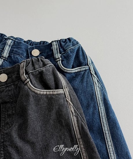 【ellymolly】Linework Fleece Denim Pants