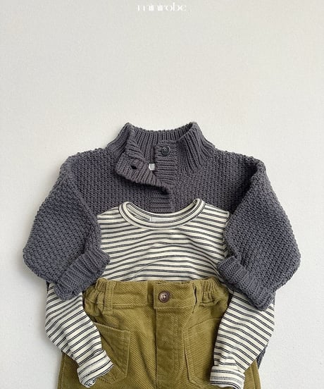 【minirobe】Waffle High-Neck Cardigan