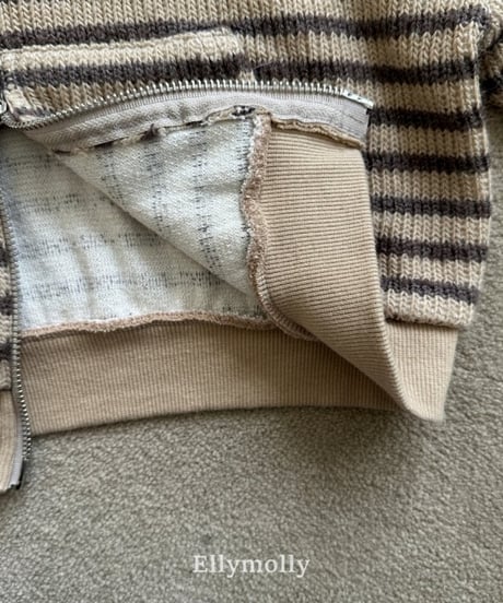 【ellymolly】Woolly Stripe Hooded Jacket