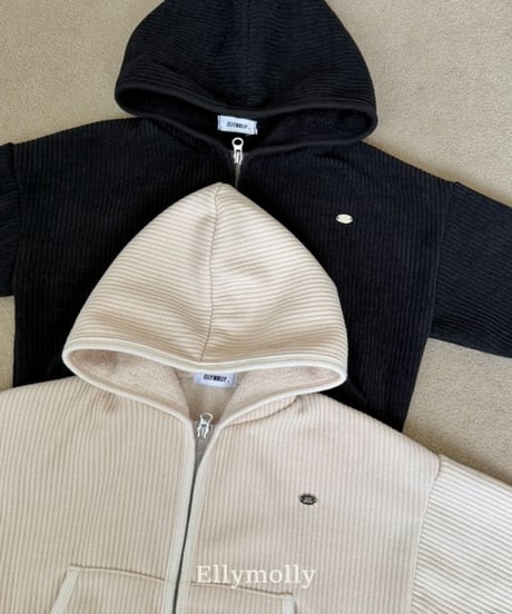 【ellymolly】Cozy Ribbed Zip-Up Hoodie
