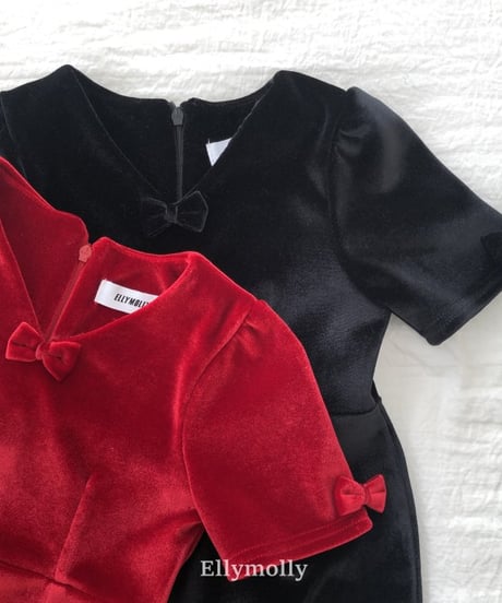 【ellymolly】Ribbon Puffed Dress