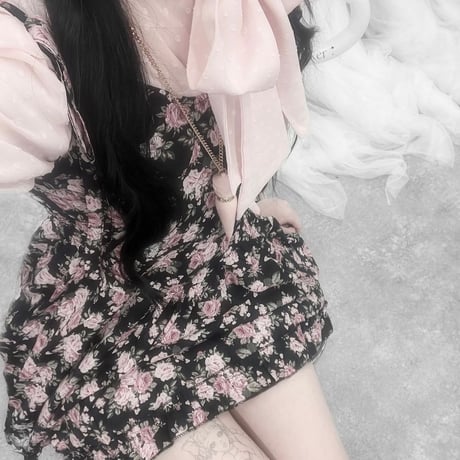 ●vintage rose×ribbon ワンピ