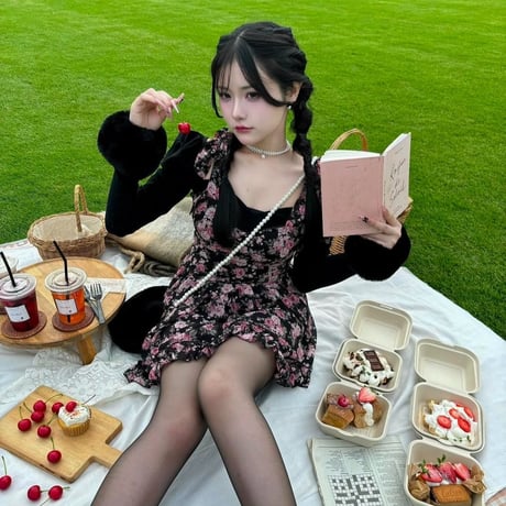 ●vintage rose×ribbon ワンピ