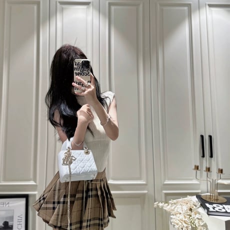 brown check スカート