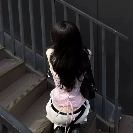 pink×black ビスチェ風トップス
