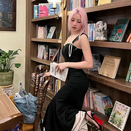裾frill ロングワンピース