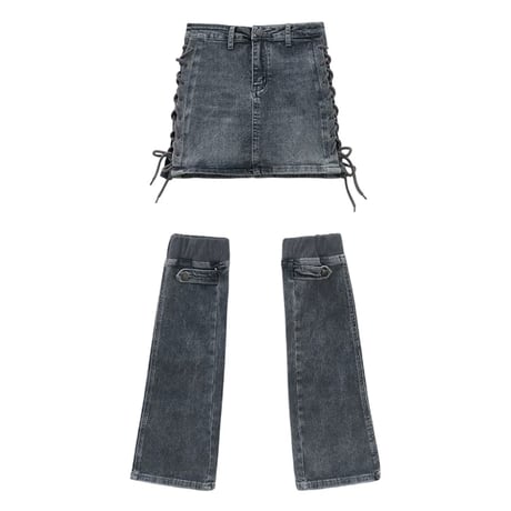 denimスカート＆レッグウォーマー