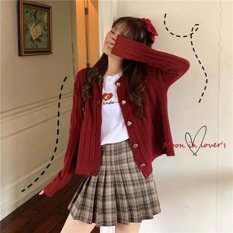 heartボタンカーディガン 2色