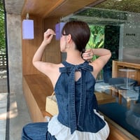 バックリボンデニムトップス
