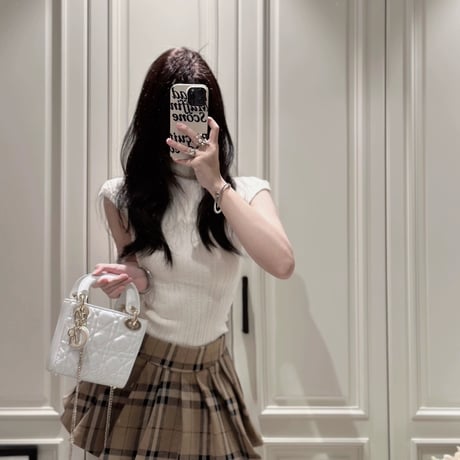 brown check スカート