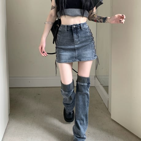 denimスカート＆レッグウォーマー