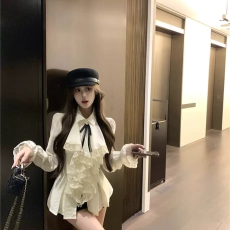 Ladyフリルシャツトップス