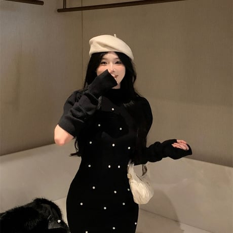 パールニットワンピ 2色