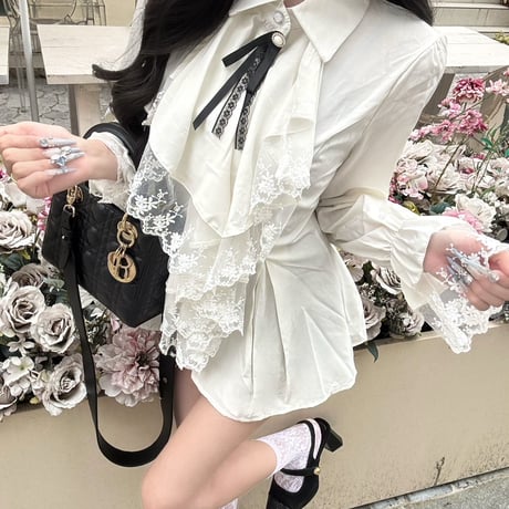Ladyフリルシャツトップス
