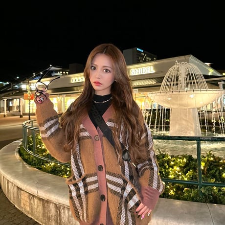 ⚫︎brown check cardigan