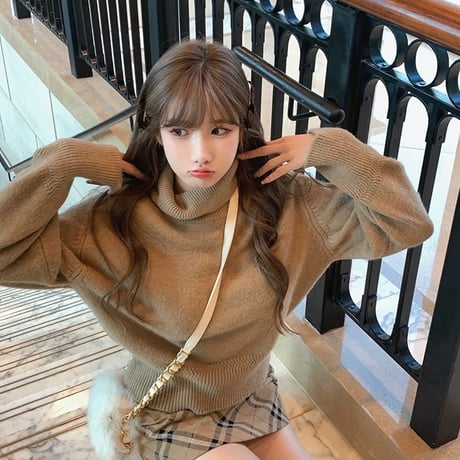 brown check スカート