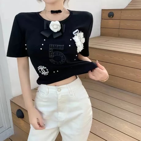♡カメリアショート丈Tシャツ2色