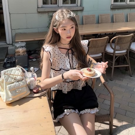 ♡ドットフリルノースリーブトップス