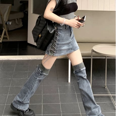 denimスカート＆レッグウォーマー