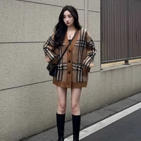 ⚫︎brown check cardigan