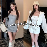 パーカー付きワンピース2色