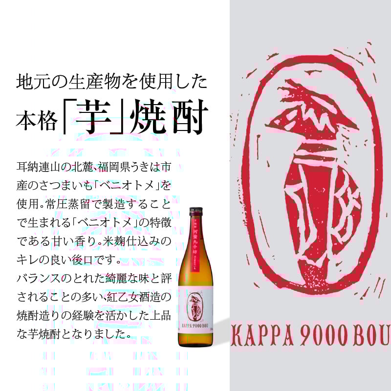 紅乙女酒造】焼酎「河童九千坊」麦・芋・米 3種飲み比べセット