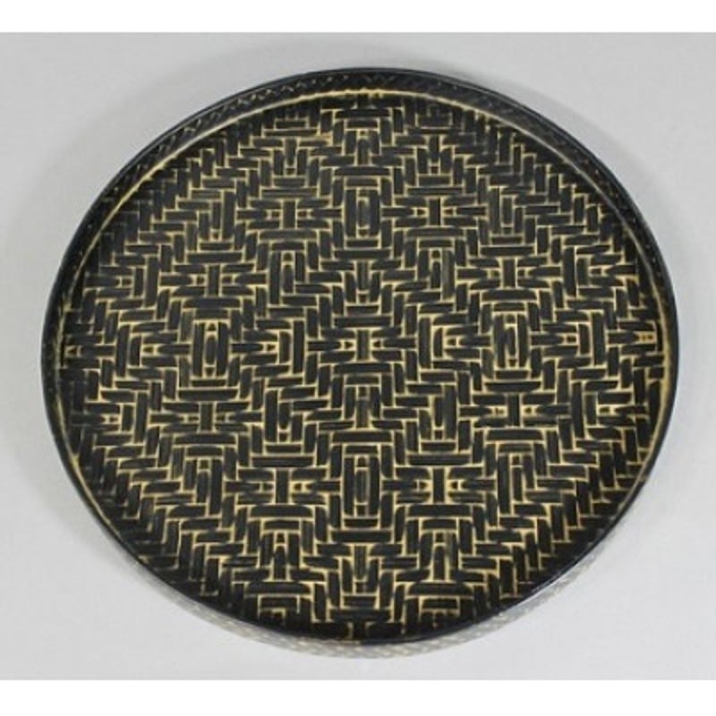 籃胎漆器 アジロ丸盆1枚 8寸（錆仕上） サイズ：直径24.5cm×高さ1.8cm